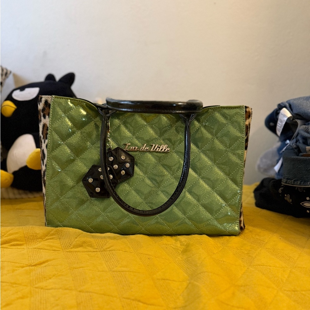 COPY - Lux de Ville Lucky Me Large Tote w Dice in Mint Sparkle